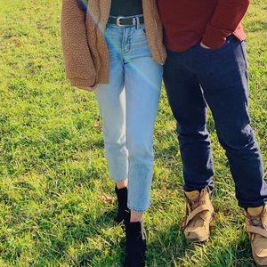 High rise power straight jeans